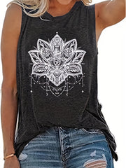 Floral Print Sleeveless Tank Top for Summer