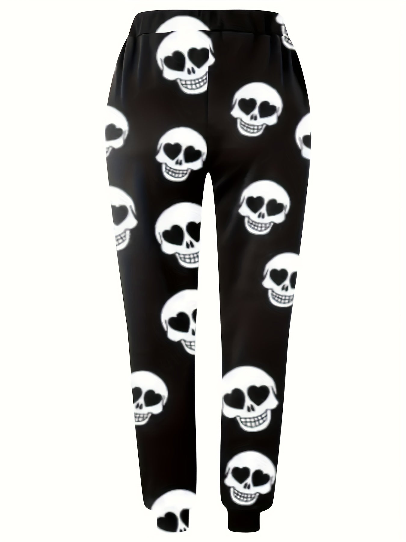  Funny Skull Print High Rise Jogger Pants