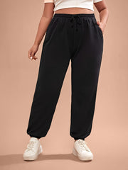  Women's Solid Tie Front Joggers