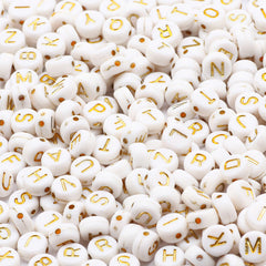 100pcs Mixed Letter Acrylic Beads Round Flat Alphabet Spacer Beads
