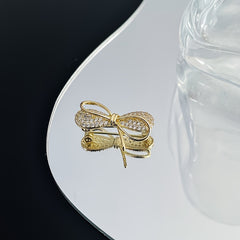 Bowknot Rhinestone Brooch Collar Decoration Pin Fix Clothes Accessories