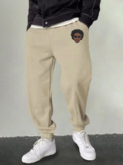 Men's Cartoon Face Print Joggers Casual Stretch Sports Pants