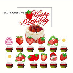42pcs Strawberry Themed Party Decoration Set for Birthday Party