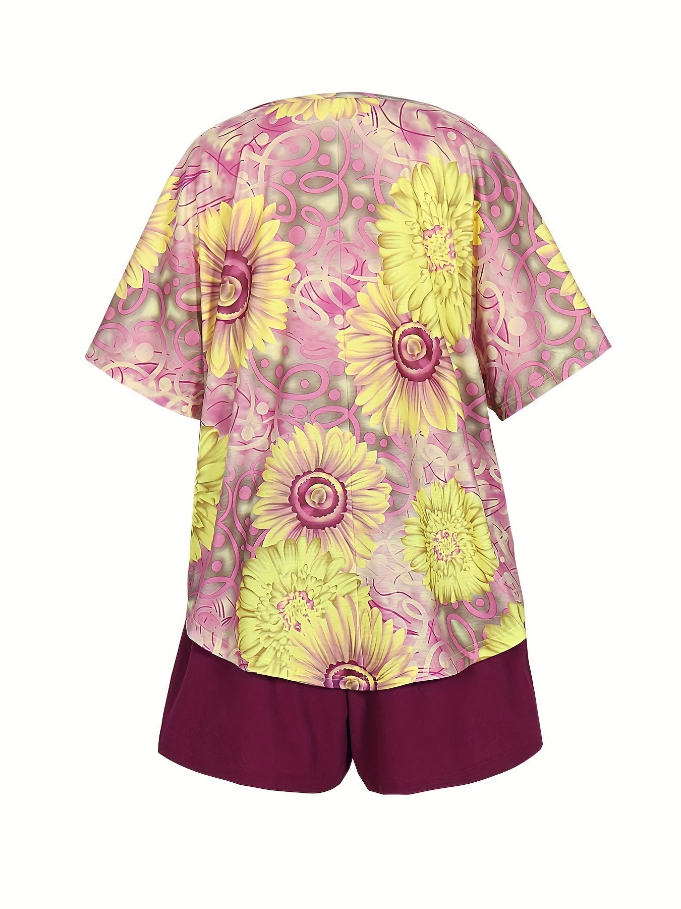 Women's Plus Paisley Print Tee & Shorts 2 Piece Set