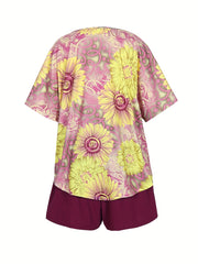 Women's Plus Paisley Print Tee & Shorts 2 Piece Set