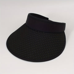Embossed Visor Hat Wide Brim Foldable Sun Block Casual Outdoor Travel