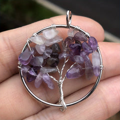 7 Charka Stone Tree Of Life Pendant Crystal Beads Energy Amulet