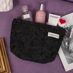 Rose Embossed Powder Makeup Bag Large Capacity Portable Clutch Bag