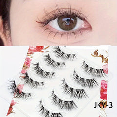 5 Pairs Natural False Eyelashes Lightweight Cosplay Wispy Lashes Extension