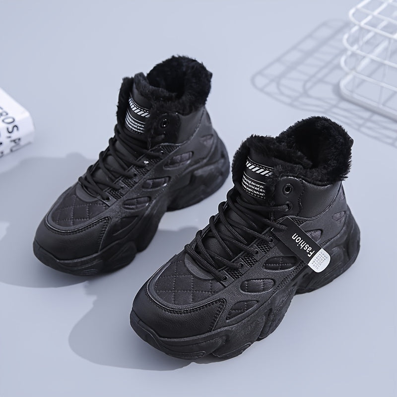 Plush Lined Thermal Non Slip Running Shoes High Top
