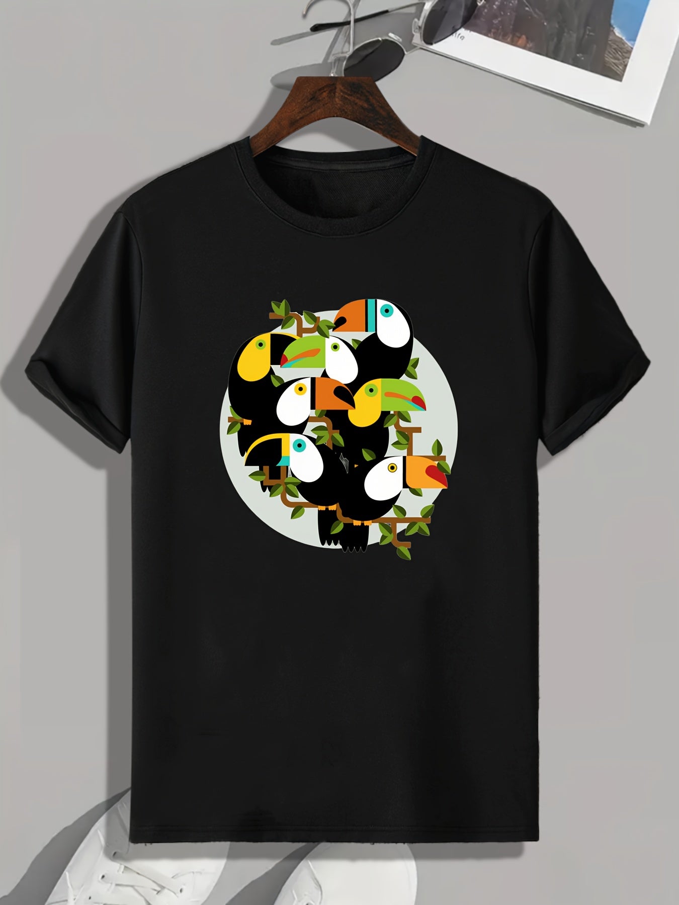 Parrots Print Men's Graphic T-shirt for Summer