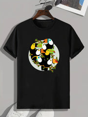 Parrots Print Men's Graphic T-shirt for Summer