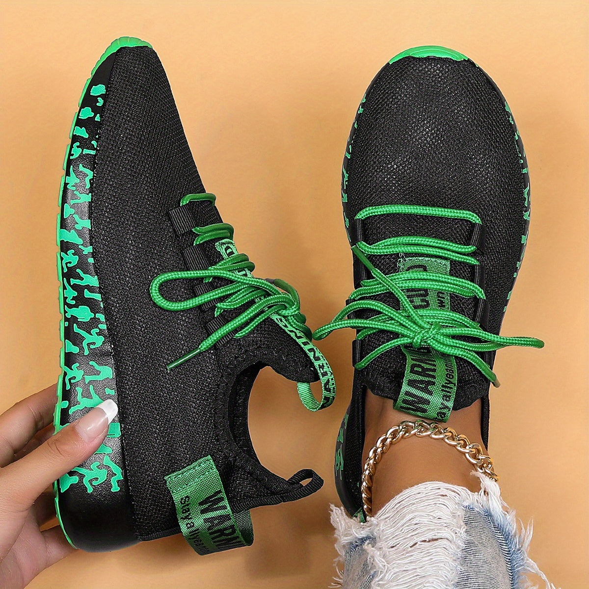 Women's Running Shoes Flying Woven Comfort Athletic Shoes Lace Up
