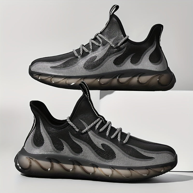 Men's Leather Lace Up Casual Shoes Lightweight Walking Sneakers