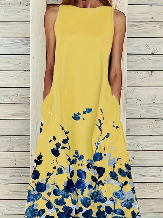  Floral Print Tank Dress with Pockets