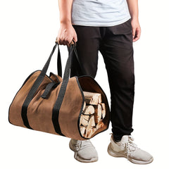 Firewood Carrier Waxed Canvas Log Carrier For Firewood Wood Carrying Bag