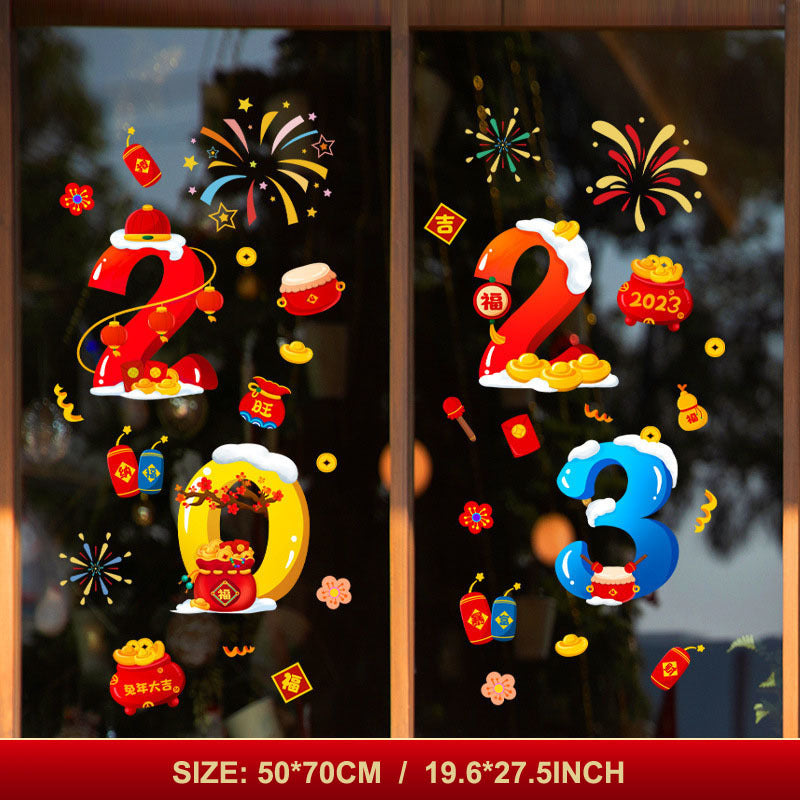 Chinese Year Baby Room Cartoon Rabbit Window Glass Sticker