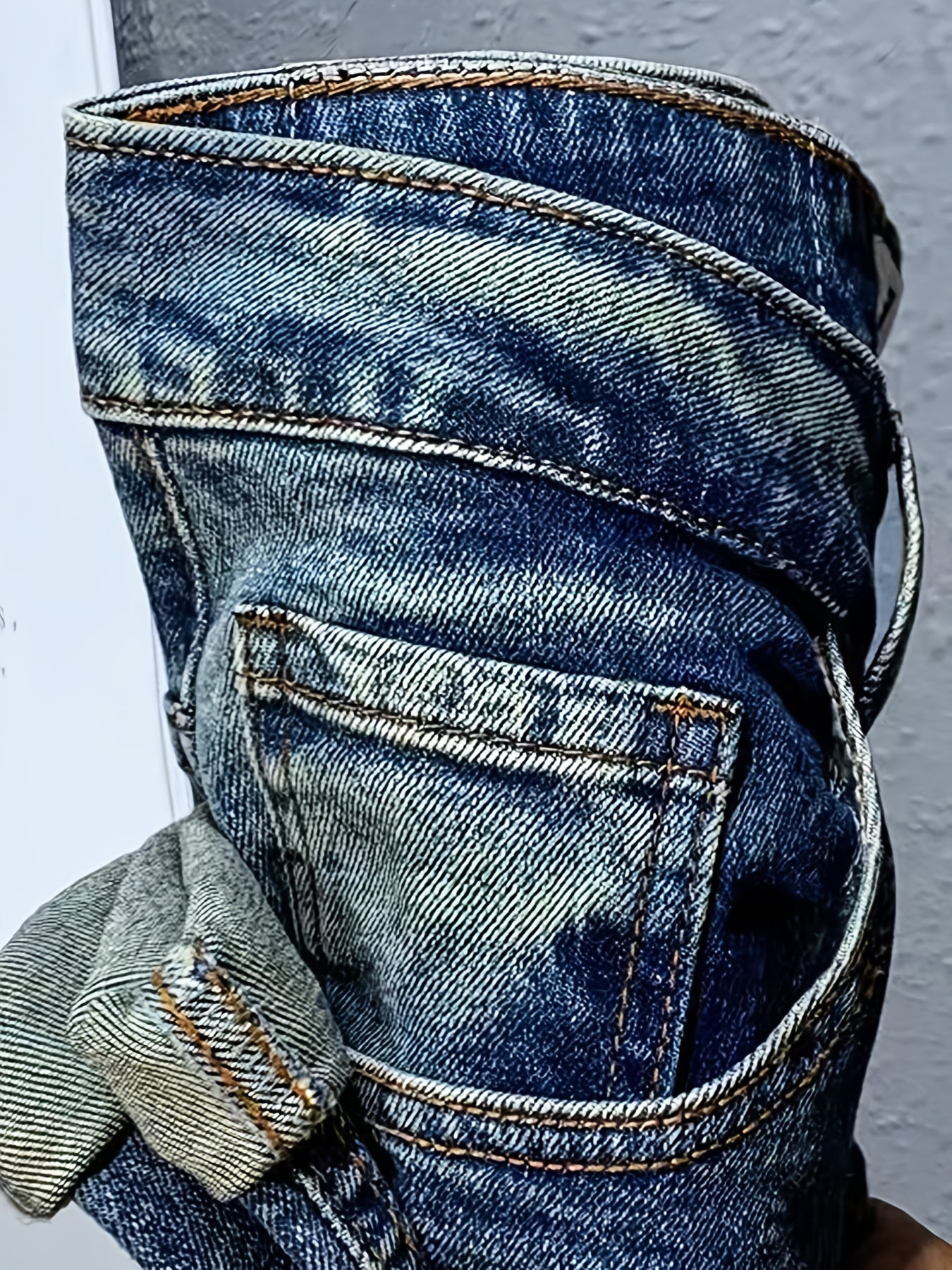 Retro Straight Leg Jeans Mens Casual Stretch Denim Pant