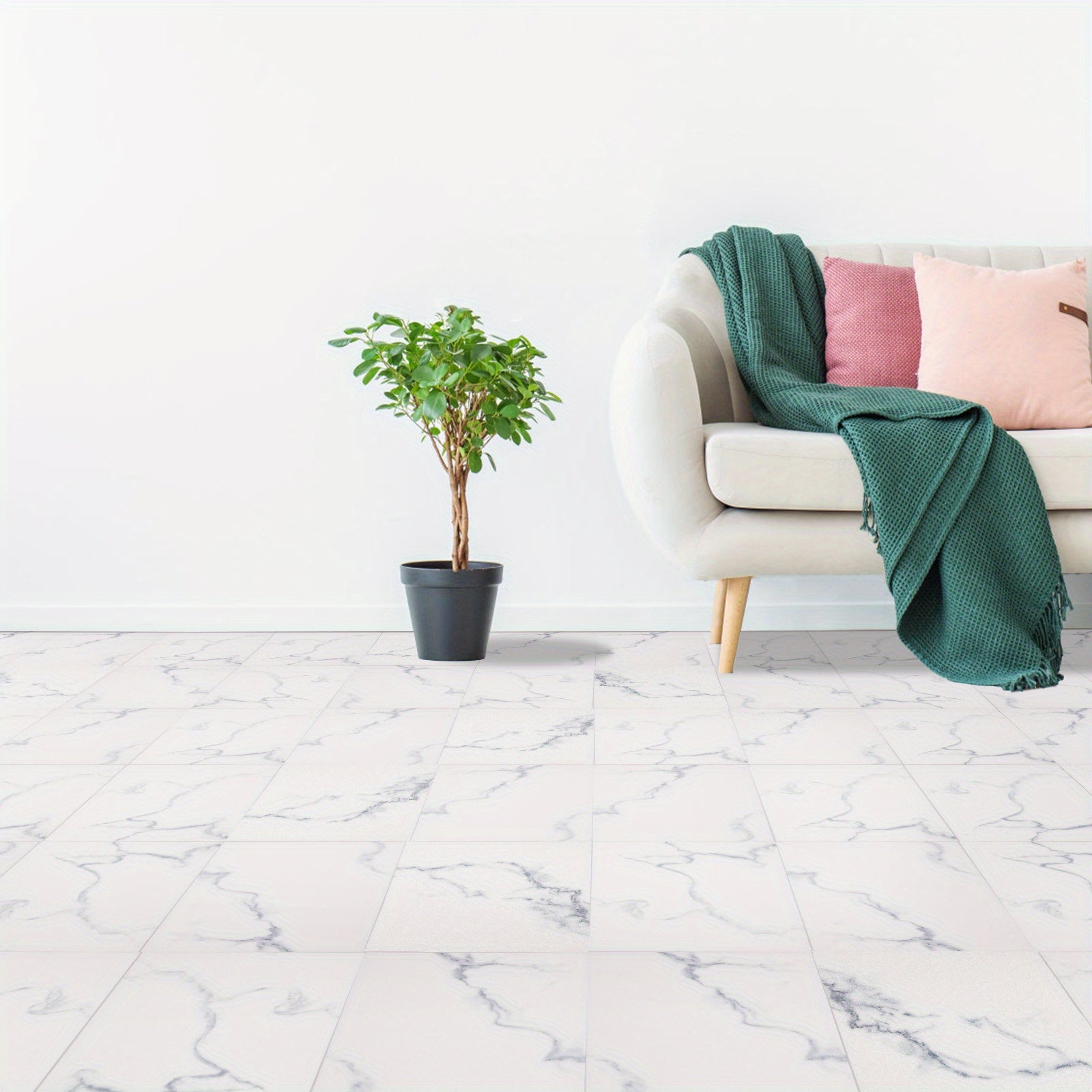 10pcs Marble Adhesive Floor Tiles Vinyl Flooring Peel And Stick Floor Tiles