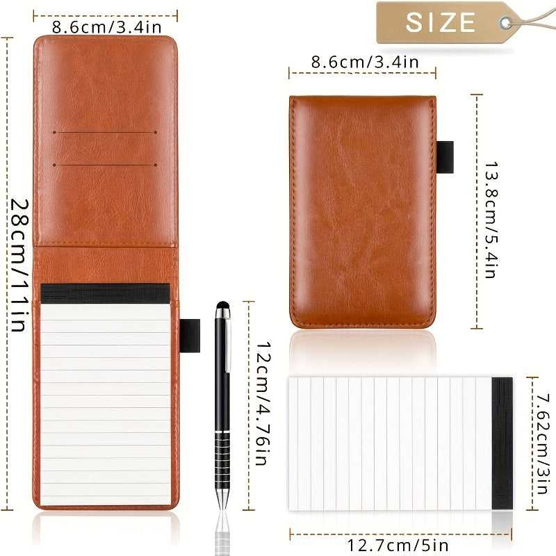 Faux Leather Pocket Notepad Holder Set with Pen College Rules Mini Notebook