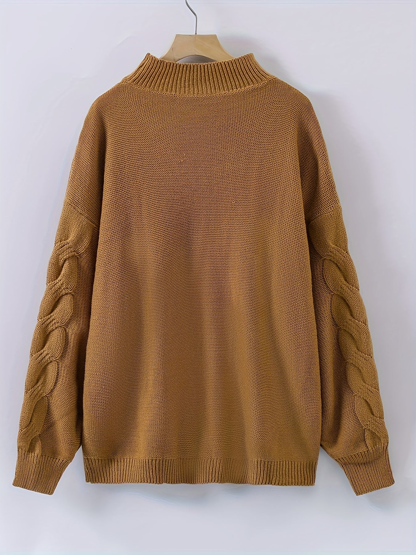  Casual Sweater Women's Plus Cable Long Sleeve Pullover