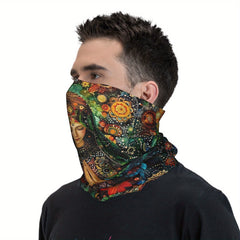 Klimt-Inspired Green & Gold Beanie Scarf