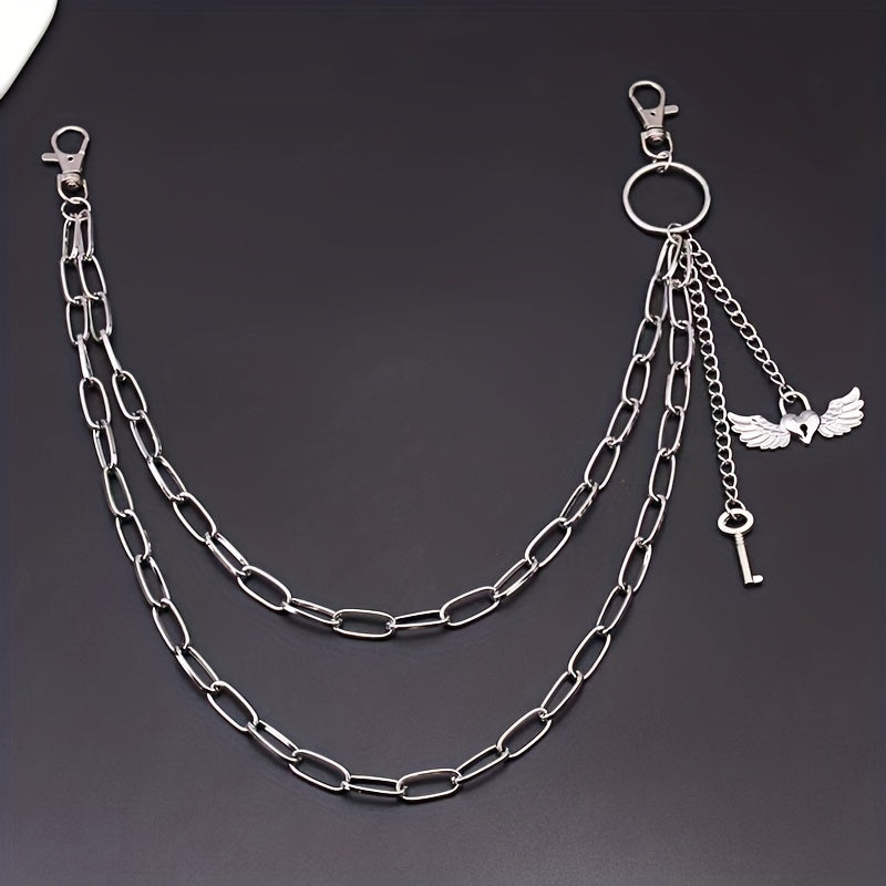 Metal Love Wings Pendant Pants Chain Retro Key Body Chain