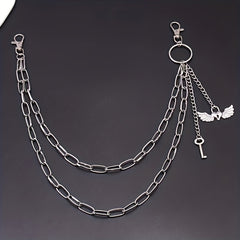 Metal Love Wings Pendant Pants Chain Retro Key Body Chain