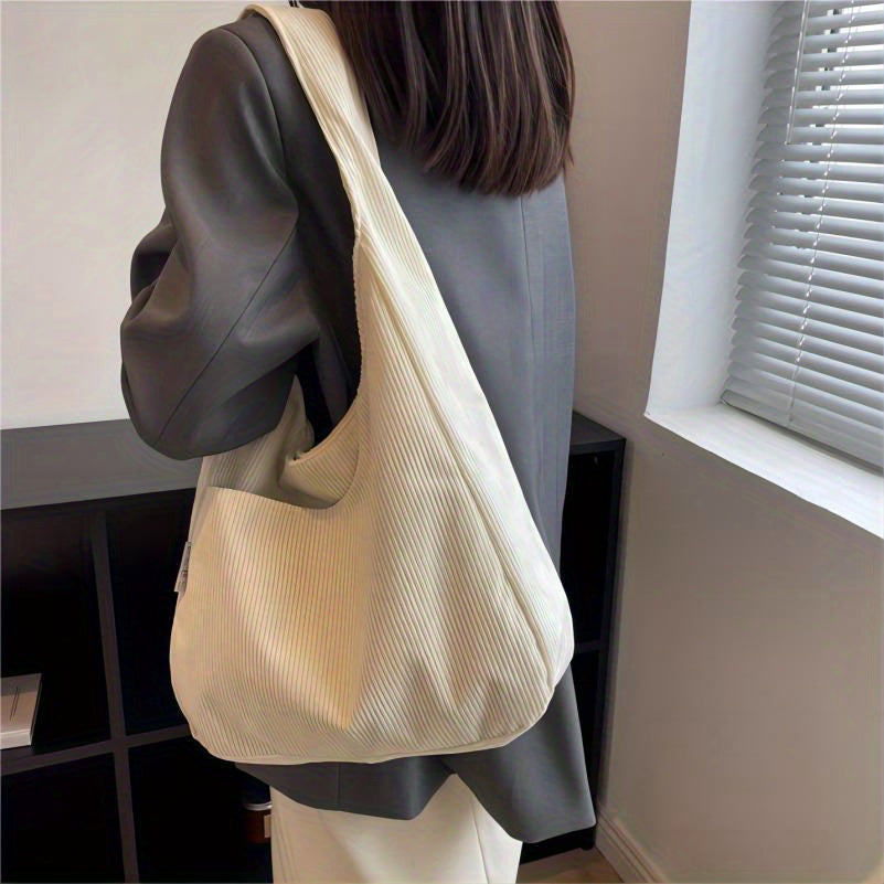 Corduroy Shoulder Tote Bag for School & Work