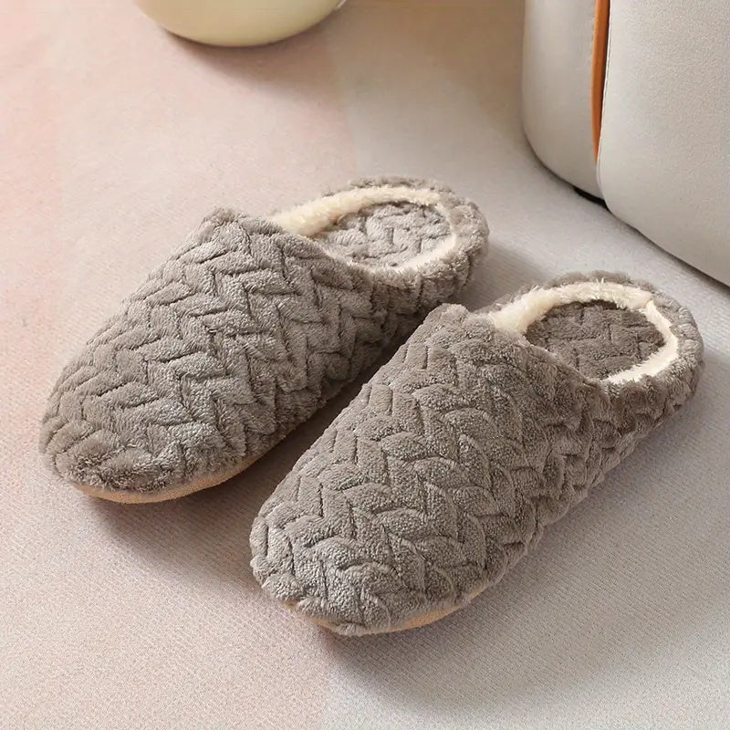 Women's Plush Cozy Indoor Slippers Non Slip Home Mute Shoes