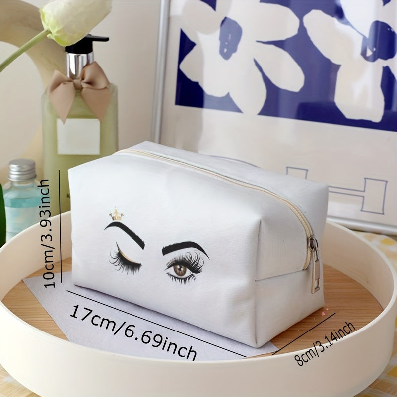 Crown Eyes Pattern Cosmetic Bag Women Toiletry Makeup Brush Zipper Pouch