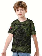 MEXICO Print Boy's Casual Tees Short Sleeve Crew Neck Comfy Versatile T shirt