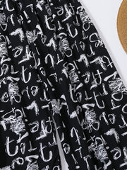 Loose Letter Graffiti High Waist Bloomers Pants