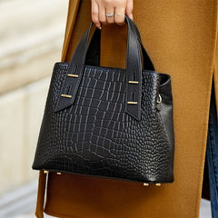 Crocodile Embossed Handbag Double Handle Purse Shoulder Bag