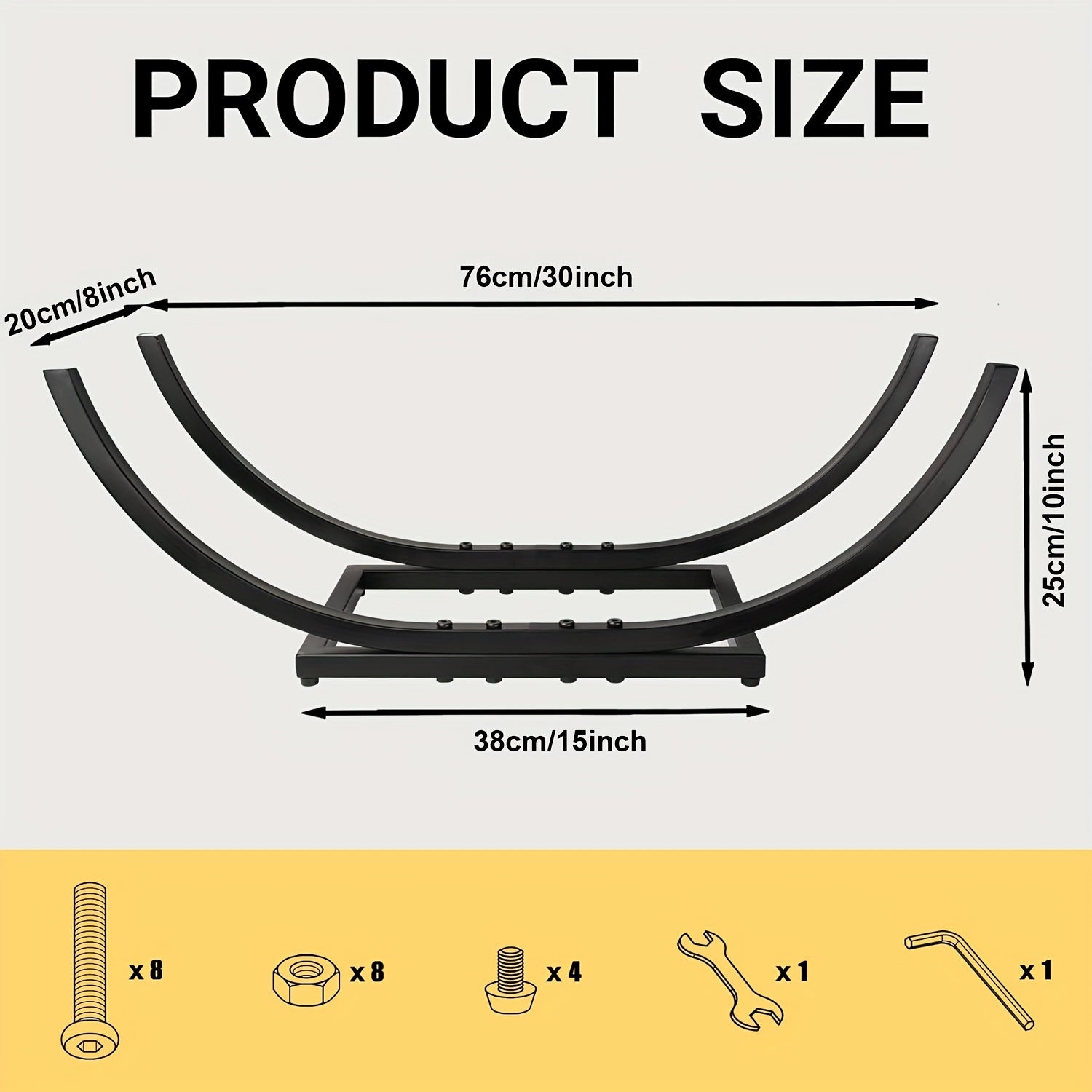 Outdoor Firewood Rack Curved Log Holder Heavy Duty