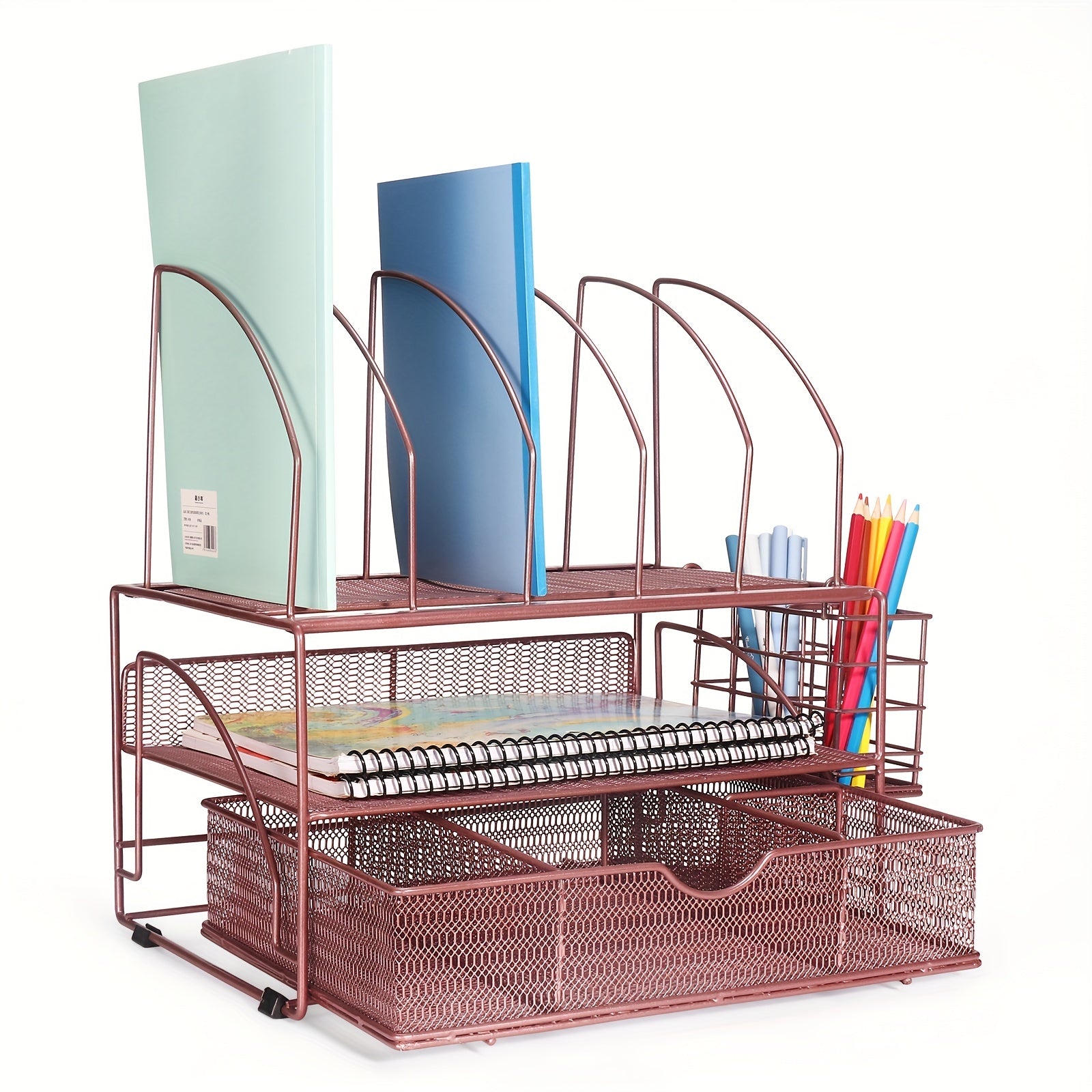 Comix Desk Organizer 2 Tier File Holder with Drawer & Pen Holder