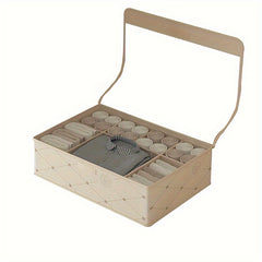 Underwear Drawer Storage Box Fabric Basket With Grids Handles