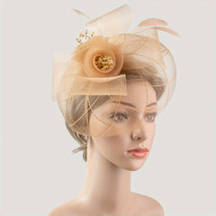 Women's Feather Headband Veil for Horse Race Derby Hat Wedding Cocktail Party