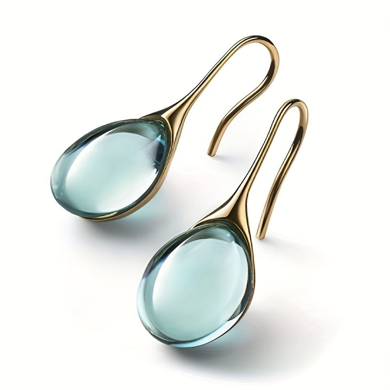 Men's Drop Shape Inlaid Opal Earrings - Four Colors Gemstone Earrings
