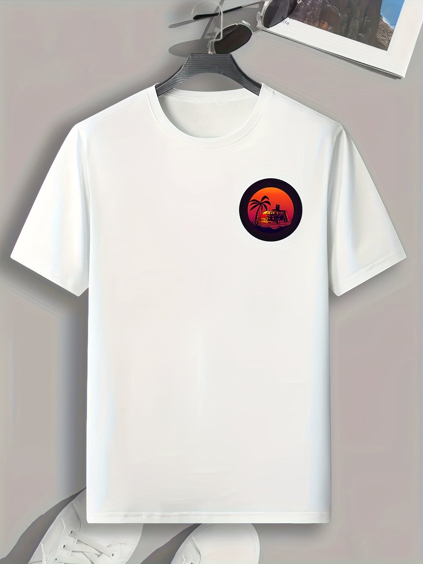 Summer Sunset Pattern Print Men's Comfy Sports T shirt Graphic Tee