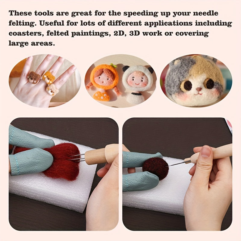 Needle Felting Kit with 3 Needle Holders 4 Sizes Metal Felting Needles