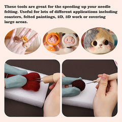 Needle Felting Kit with 3 Needle Holders 4 Sizes Metal Felting Needles