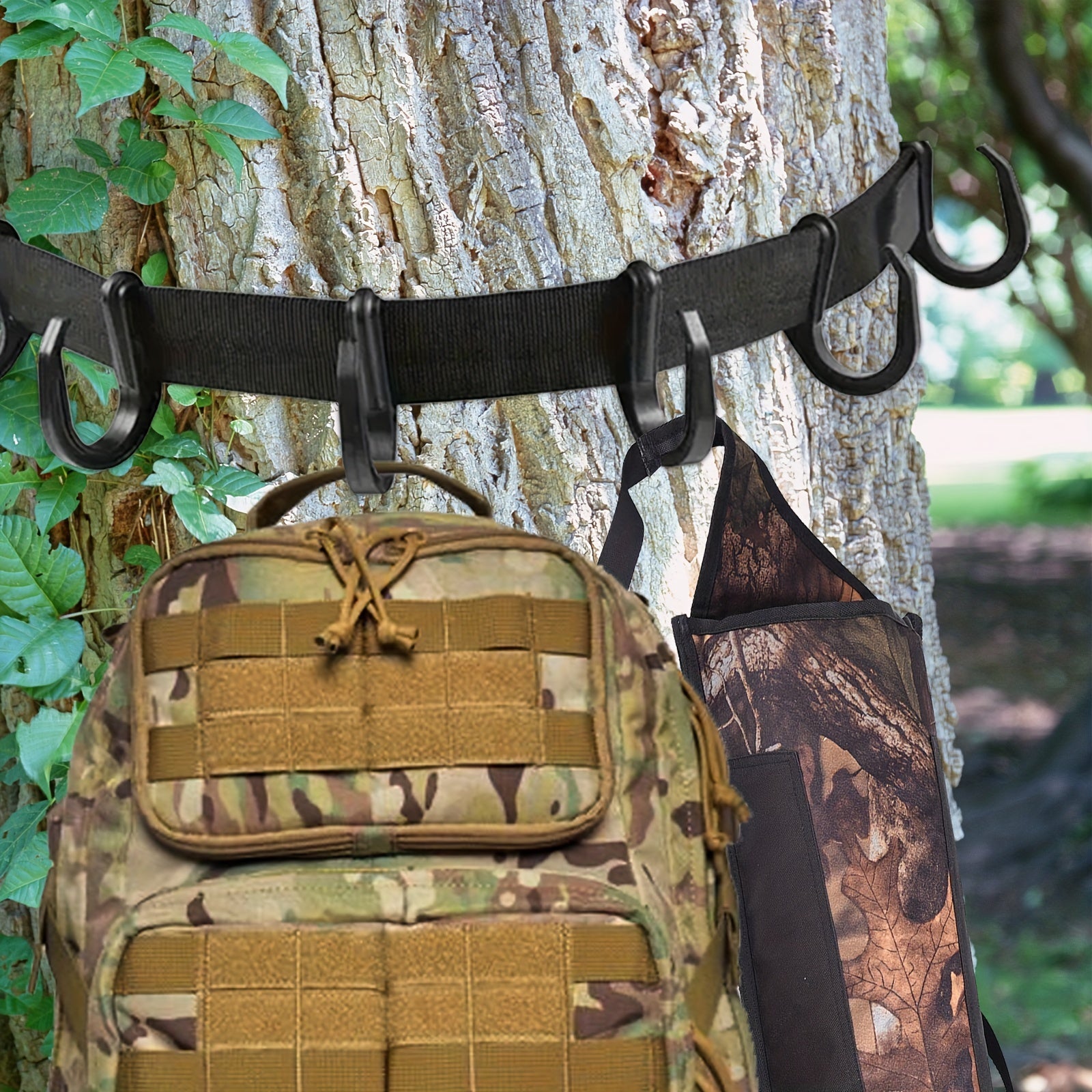 Outdoor Tree Stand Hanger Tool with 6 Hooks for Gear and Equipment