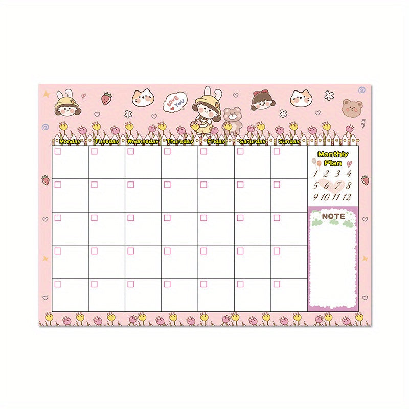 Pink Monthly Planner Calendar Tear Off Organizer For Work Study Events