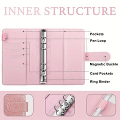 Purple Pink Macaron Notebook Leather PU Binder Cash Budget Journal Diary