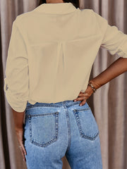  Formal Shirt Women's Plain Long Sleeve Turn Down Collar Button Up