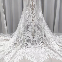 Champagne Mesh Sequins Lace Fabric Wedding Party Sewing Textile Handicrafts