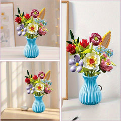 Flower Bouquet Building Blocks Set with Vase DIY Decoration Ideas