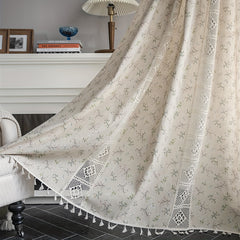 Bohemian Floral Curtain for Living Room Bedroom Kitchen Bar Beige Tasse