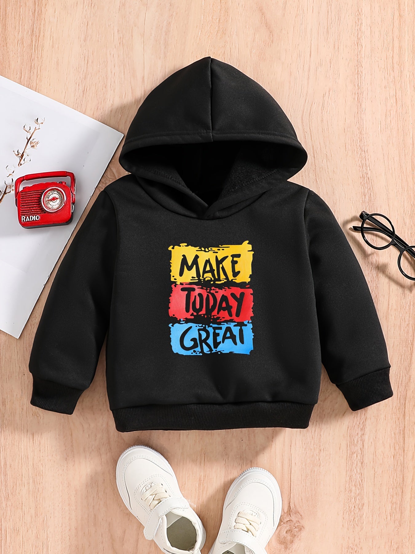 TODAY GREAT Letter Baby Boys Pullover Hooded Sweatshirt